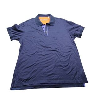 Robert Graham Mens Classic Fit Polo Shirt Navy Blue Textured XL